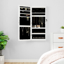 Berkfield Mirror Jewellery Cabinet with LED Lights Wall Mounted White