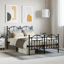 Berkfield Metal Bed Frame without Mattress with Footboard Black 120x190cm