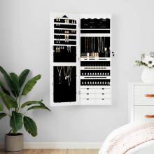 Berkfield Mirror Jewellery Cabinet Wall Mounted White 37.5x10x106 cm