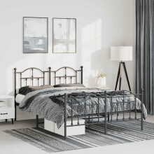Berkfield Metal Bed Frame without Mattress with Footboard Black 150x200cm