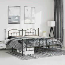 Berkfield Metal Bed Frame without Mattress with Footboard Black 193x203cm