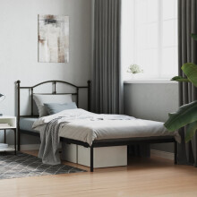 Berkfield Metal Bed Frame without Mattress with Headboard Black 107x203cm
