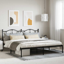 Berkfield Metal Bed Frame without Mattress with Headboard Black 200x200cm