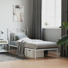 Berkfield Metal Bed Frame without Mattress with Headboard White 80x200cm