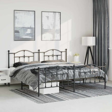Berkfield Metal Bed Frame without Mattress with Footboard Black 183x213cm