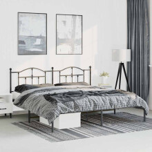 Berkfield Metal Bed Frame without Mattress with Headboard Black 193x203cm