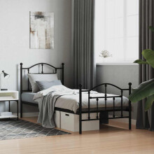 Berkfield Metal Bed Frame without Mattress with Footboard Black 90x190cm