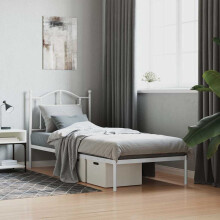 Berkfield Metal Bed Frame without Mattress with Headboard White 90x190cm