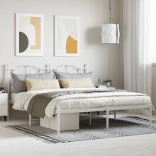 Berkfield Metal Bed Frame without Mattress with Headboard White 180x200cm