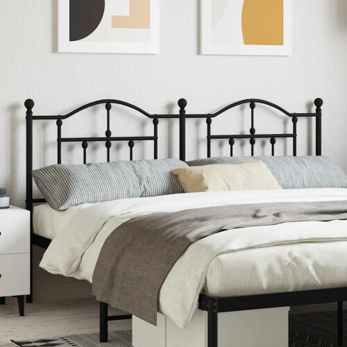 Berkfield Metal Replace Headboard Black 160 cm