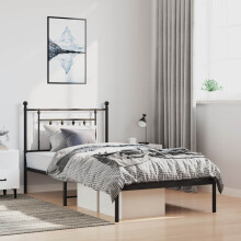 Berkfield Metal Bed Frame without Mattress with Headboard Black 100x190cm
