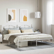 Berkfield Metal Bed Frame without Mattress with Headboard White 200x200cm