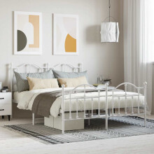 Berkfield Metal Bed Frame without Mattress with Footboard White 140x200cm