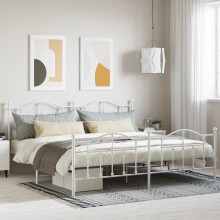 Berkfield Metal Bed Frame without Mattress with Footboard White 200x200cm