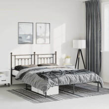 Berkfield Metal Bed Frame without Mattress with Headboard Black 150x200cm