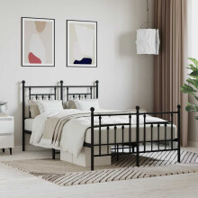 Berkfield Metal Bed Frame without Mattress with Footboard Black 120x190cm