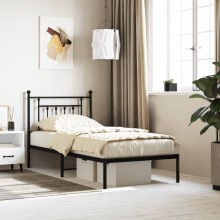 Berkfield Metal Bed Frame without Mattress with Headboard Black 80x200cm
