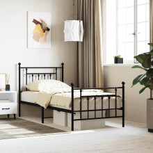 Berkfield Metal Bed Frame without Mattress with Footboard Black 90x200cm