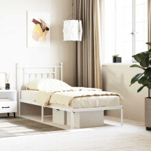 Berkfield Metal Bed Frame without Mattress with Headboard White 90x190cm