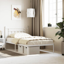 Berkfield Metal Bed Frame without Mattress with Headboard White 107x203cm
