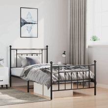 Berkfield Metal Bed Frame without Mattress with Footboard Black 100x200cm