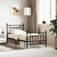 Berkfield Metal Bed Frame without Mattress with Footboard Black 90x190cm
