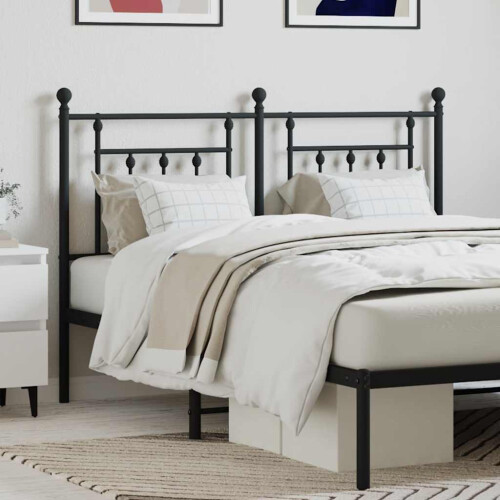 Berkfield Metal Replace Headboard Black 140 cm