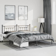 Berkfield Metal Bed Frame without Mattress with Headboard Black 183x213cm