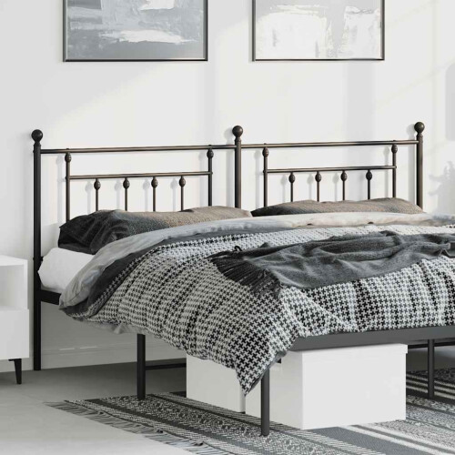 Berkfield Metal Replace Headboard Black 193 cm