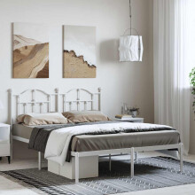 Berkfield Metal Bed Frame without Mattress with Headboard White 135x190cm