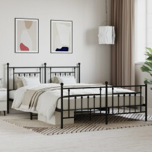 Berkfield Metal Bed Frame without Mattress with Footboard Black 180x200cm