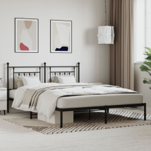 Berkfield Metal Bed Frame without Mattress with Headboard Black 160x200cm