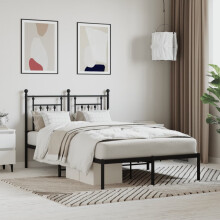 Berkfield Metal Bed Frame without Mattress with Headboard Black 120x200cm