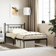 Berkfield Metal Bed Frame without Mattress with Headboard Black 107x203cm