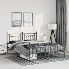 Berkfield Metal Bed Frame without Mattress with Footboard Black 135x190cm