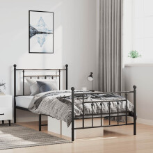 Berkfield Metal Bed Frame without Mattress with Footboard Black 100x190cm