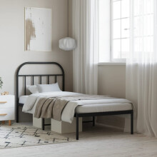 Berkfield Metal Bed Frame without Mattress with Headboard Black 80x200cm