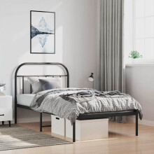 Berkfield Metal Bed Frame without Mattress with Headboard Black 100x200cm