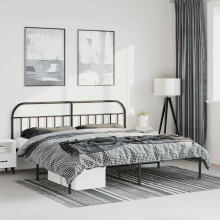 Berkfield Metal Bed Frame without Mattress with Headboard Black 183x213cm