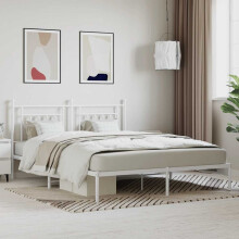 Berkfield Metal Bed Frame without Mattress with Headboard White 180x200cm