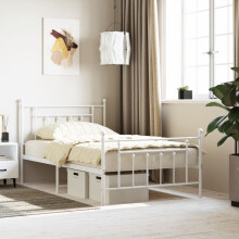Berkfield Metal Bed Frame without Mattress with Footboard White 100x200cm