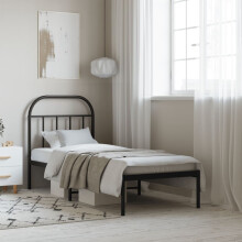 Berkfield Metal Bed Frame without Mattress with Headboard Black 75x190cm