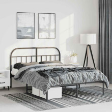 Berkfield Metal Bed Frame without Mattress with Headboard Black 150x200cm