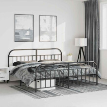 Berkfield Metal Bed Frame without Mattress with Footboard Black 183x213cm