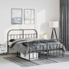 Berkfield Metal Bed Frame without Mattress with Footboard Black 135x190cm