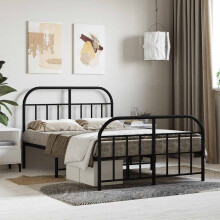 Berkfield Metal Bed Frame without Mattress with Footboard Black 120x190cm