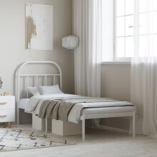 Berkfield Metal Bed Frame without Mattress with Headboard White 75x190cm