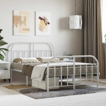 Berkfield Metal Bed Frame without Mattress with Footboard White 120x200cm
