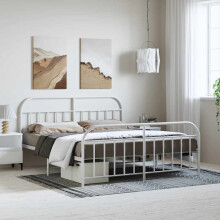 Berkfield Metal Bed Frame without Mattress with Footboard White 183x213cm