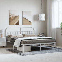 Berkfield Metal Bed Frame without Mattress with Headboard White 183x213cm